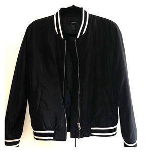 Black Bomber Jacket with white stripes